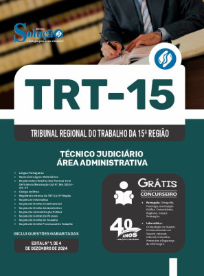 Apostila TRT 15 em PDF 2024 - Técnico Judiciário - Área Administrativa - Imagem 1