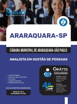 Apostila Câmara de Araraquara - SP em PDF 2024 - Analista em Gestão de Pessoas - Imagem 1