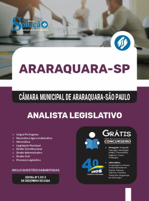 Apostila Câmara de Araraquara - SP 2024 - Analista Legislativo - Imagem 3