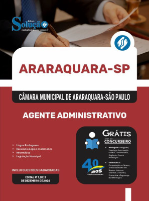 Apostila Câmara de Araraquara - SP 2024 - Agente Administrativo - Imagem 3