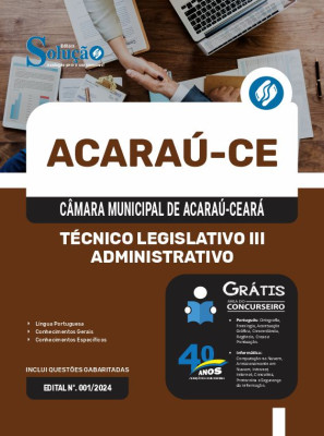 Apostila Câmara de Acaraú - CE 2024 - Técnico Legislativo III - Administrativo - Imagem 3