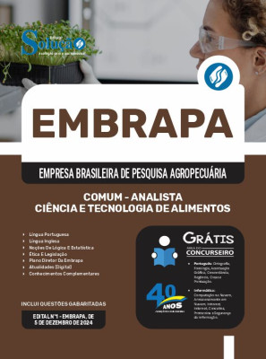 Apostila EMBRAPA 2024 - Comum - Analista - Ciência e Tecnologia de Alimentos - Área 1 - Imagem 3