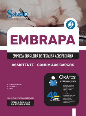 Apostila EMBRAPA em PDF 2024 - Assistente - Comum aos Cargos - Imagem 1