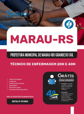 Apostila Prefeitura de Marau - RS em PDF 2024 - Técnico de Enfermagem 20h e 40h - Imagem 1