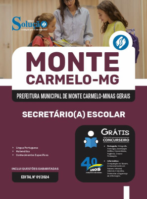 Apostila Prefeitura de Monte Carmelo - MG em PDF 2024 - Secretário(a) Escolar - Imagem 1