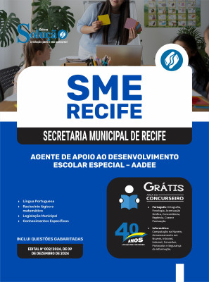 Apostila SME Recife 2024 - Agente de Apoio ao Desenvolvimento Escolar Especial – AADEE - Imagem 3