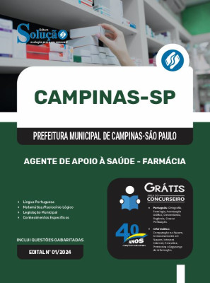 Apostila Prefeitura de Campinas - SP 2024 - Agente de Apoio à Saúde - Farmácia - Imagem 3