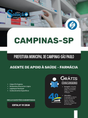 Apostila Prefeitura de Campinas - SP em PDF - Agente de Apoio à Saúde - Farmácia 2024 - Imagem 1