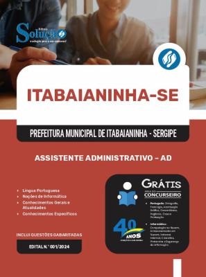 Apostila Prefeitura de Itabaianinha - SE 2024 - Assistente Administrativo – AD - Imagem 3