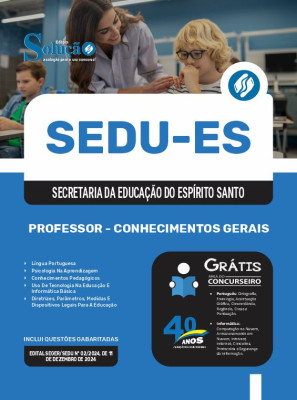 Apostila SEDU-ES em PDF 2024 - Professor - Conhecimentos Gerais - Imagem 1