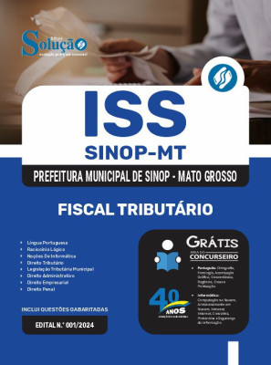 Apostila Prefeitura de Sinop - MT (ISS) em PDF 2024 - Fiscal Tributário - Imagem 1