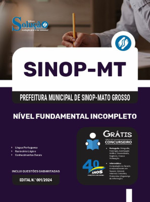 Apostila Prefeitura de Sinop - MT em PDF 2024 - Nível Fundamental Completo - Motorista IV, Laboratorista De Solo - Imagem 1