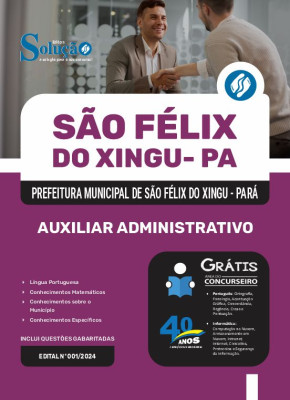 Apostila Prefeitura de São Félix do Xingu - PA 2025 - Auxiliar Administrativo - Imagem 3