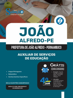 Apostila Prefeitura de João Alfredo - PE 2025 - Auxiliar de Serviços de Educação - Imagem 3