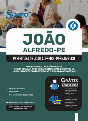 Apostila Prefeitura de João Alfredo - PE 2025 - Professor de Educação Infantil, Ensino Regular Anos Iniciais e Ensino Fundamental EJA Anos Iniciais - Imagem 3