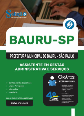 Apostila Prefeitura de Bauru - SP 2025 - Assistente em Gestão Administrativa e Serviços - Imagem 3