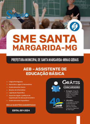 Apostila SME Santa Margarida - MG em PDF 2025 - AEB - Assistente de Educação Básica - Imagem 1