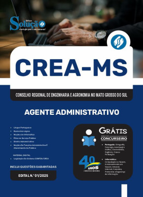 Apostila CREA-MS em PDF 2025 - Agente Administrativo - Imagem 1