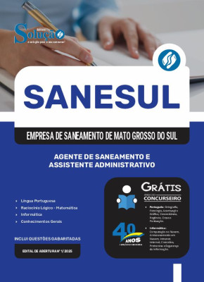 Apostila SANESUL 2025 - Agente de Saneamento e Assistente Administrativo - Imagem 3