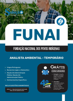 Apostila FUNAI em PDF 2025 - Analista Ambiental - Temporário - Imagem 1