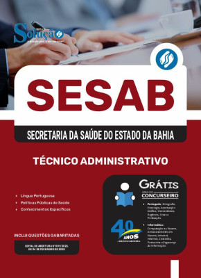 Apostila SESAB Temporários em PDF 2025 - Técnico-Administrativo - Imagem 1