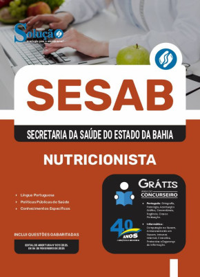 Apostila SESAB Temporários em PDF 2025 - Nutricionista - Imagem 1