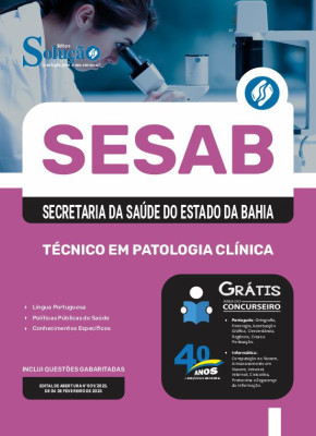 Apostila SESAB Temporários em PDF 2025 - Técnico em Patologia Clínica - Imagem 1