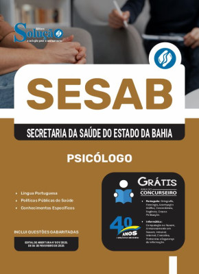 Apostila SESAB Temporários em PDF 2025 - Psicólogo - Imagem 1