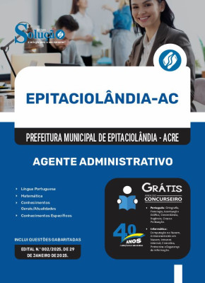 Apostila Prefeitura de Epitaciolândia - AC 2025 - Agente Administrativo - Imagem 3