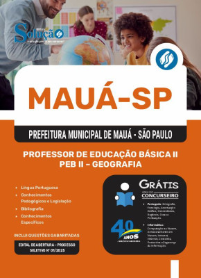 Apostila Prefeitura de Mauá - SP em PDF 2025 - Professor De Educação Básica II - PEB II - Geografia - Imagem 1