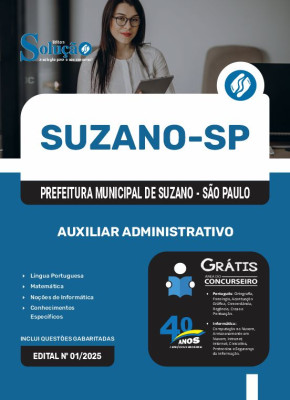 Apostila Prefeitura de Suzano - SP 2025 - Auxiliar Administrativo - Imagem 3