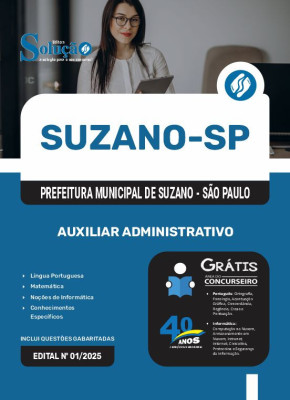 Apostila Prefeitura de Suzano - SP em PDF 2025 - Auxiliar Administrativo - Imagem 1