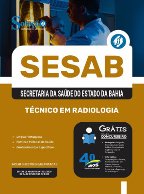 Apostila SESAB Temporários em PDF 2025 - Técnico em Radiologia - Imagem 1