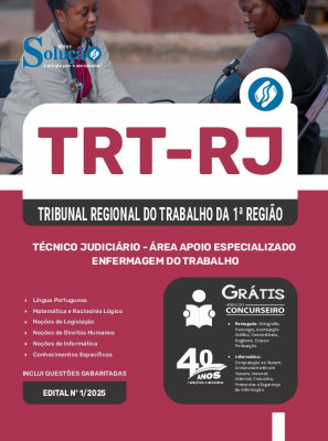 Apostila TRT-RJ em PDF 2025 - Técnico Judiciário - Área Apoio Especializado - Enfermagem do Trabalho - Imagem 1