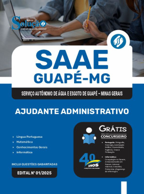 Apostila SAAE Guapé MG 2025 - Ajudante Administrativo - Imagem 3