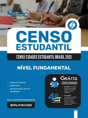 Apostila Censo Estudantil em PDF 2025 - Nível Fundamental - Agente Recenseador - Área de Educação; Área de Esporte, Cultura, Lazer e Cidadania e Área de Saúde - Imagem 1