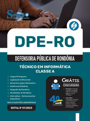 Apostila DPE-RO 2025 - Técnico em Informática - Classe A - Imagem 3