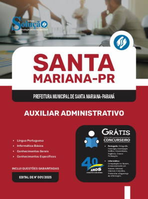 Apostila Prefeitura de Santa Mariana - PR 2025 - Auxiliar Administrativo - Imagem 3