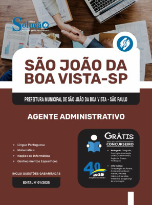 Apostila Prefeitura de São João da Boa Vista - SP 2025 - Agente Administrativo - Imagem 3