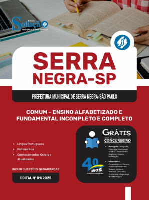 Apostila Prefeitura de Serra Negra - SP 2025 - Comum - Ensino Alfabetizado e Fundamental Incompleto e Completo - Imagem 3