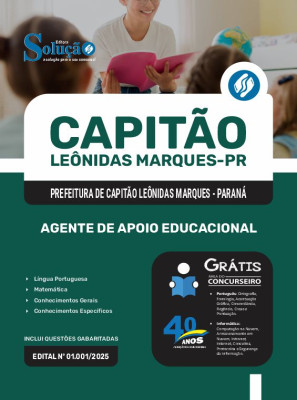 Apostila Prefeitura de Capitão Leônidas Marques - PR 2025 - Agente de Apoio Educacional - Imagem 3