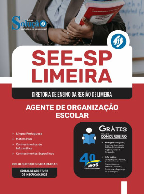 Apostila SEE-SP Limeira 2025 - Agente de Organização Escolar - Imagem 3