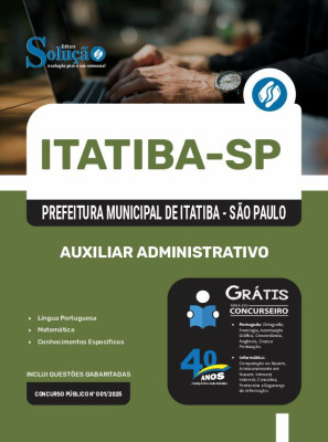 Apostila Prefeitura de Itatiba - SP em PDF 2025 - Auxiliar Administrativo - Imagem 1